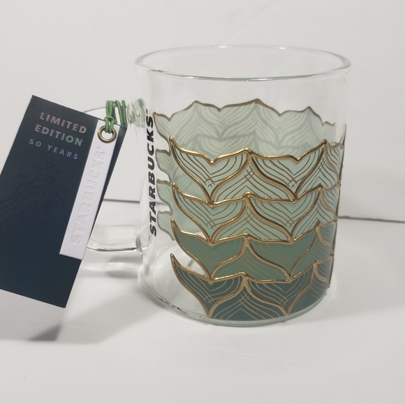 Starbucks 50th Anniversary Glass Mug, 12oz | Siren Tail Design, Includes Lid - View #3